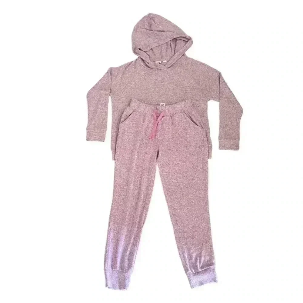 Gap Girls Heather Pink Long Sleeves Hooded Top and Bottom Set SZ S # 1084